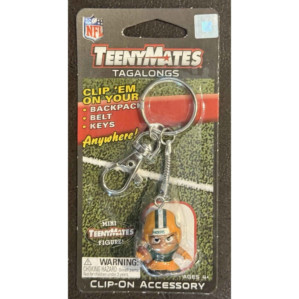 NFL TeenyMates Tagalongs Key Chain W/ Clip Green Bay Packers Mini * 733947119206